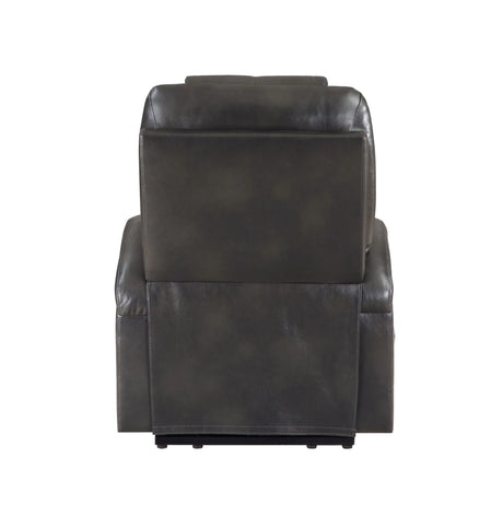 Gunmetal Faux Leather Power Lift Massage Recliner - Omega Lifestyles