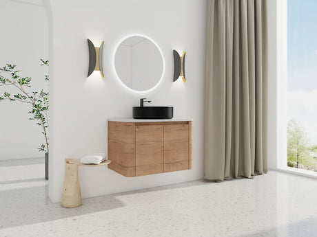 30-Inch Wall-Mounted Bathroom Vanity With Ceramic Sink - Omega Lifestyles