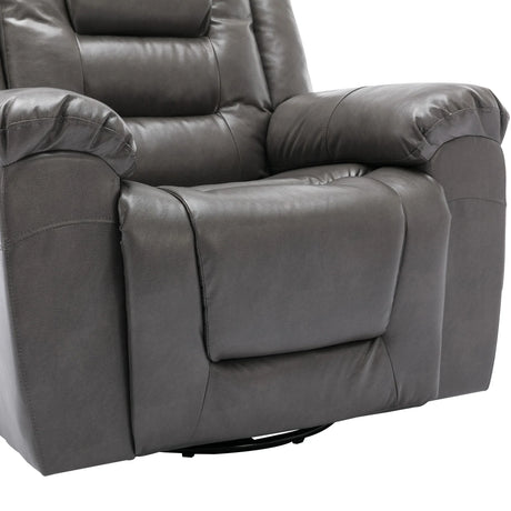 Grey PU Manual Reclining Rocking Swivel Recliner Chair - Omega Lifestyles