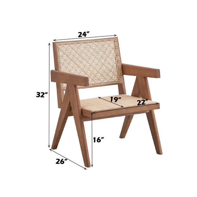 2-Piece Natural Wood Rattan Accent Chair And End Table Set - Omega Lifestyles