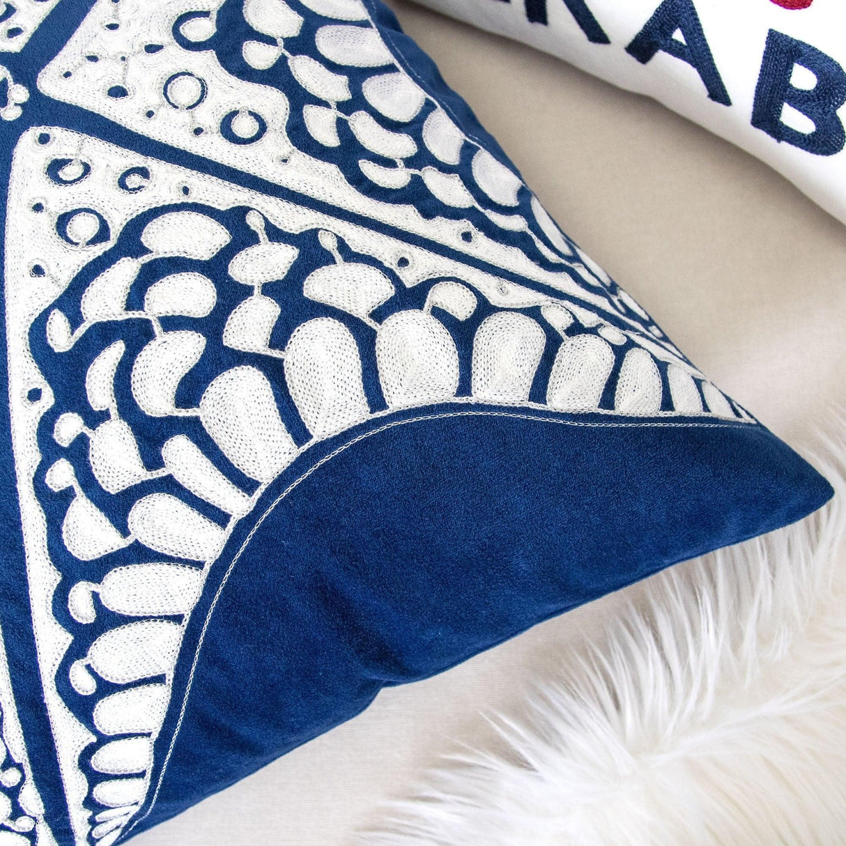 Indigo Polyester Velvet Decorative Square Pillowcase 20x20 - Omega Lifestyles