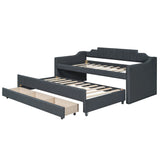 Twin Upholstered Linen-Blend Daybed With Trundle Drawers - Omega Lifestyles