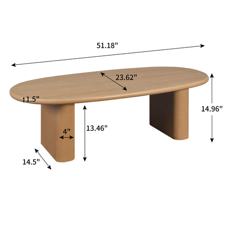 Tapered MDF Natural Wood Rounded Edge Coffee Table - Sleep Galleria