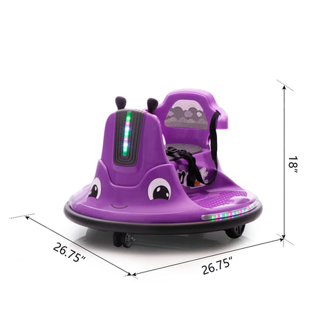 12V Snail-Shaped Kids Electric Remote Control Bumper Car - Omega Lifestyles