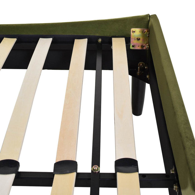 Modern Velvet Upholstered Platform Bed Frame Queen - Omega Lifestyles