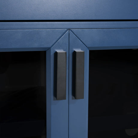 Blue 67-Inch Manufactured Wood TV Console Stand - Omega Lifestyles