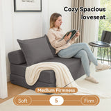 Foldable Corduroy 2-Seat Sofa Bed With Lumbar Pillow - Omega Lifestyles