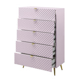 Pink High Gloss Wave Pattern 5-Drawer Chest - Omega Lifestyles