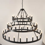 Farmhouse Wagon Wheel 36-Light Matte Black Chandelier - Omega Lifestyles