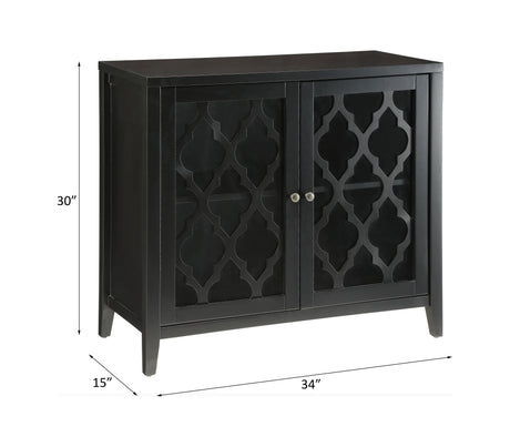 Black Synthetic Wood Console Cabinet With Glass Doors - Omega Lifestyles