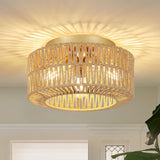 Boho 3-Light Hand-Woven Rattan Ceiling Light Fixture