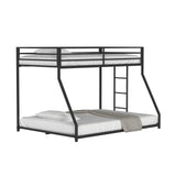 Contemporary Matte Black Metal Low Twin Over Full Bunk Bed - Omega Lifestyles