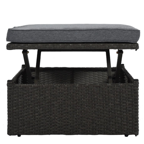 Outdoor Gray Rattan Wicker Patio Daybed With Canopy - Omega Lifestyles