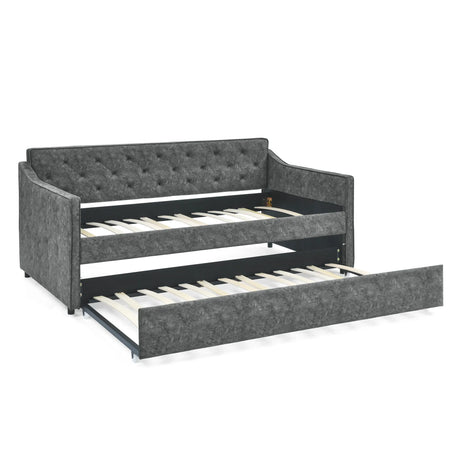 Twin Upholstered Tufted Daybed With Trundle - Omega Lifestyles