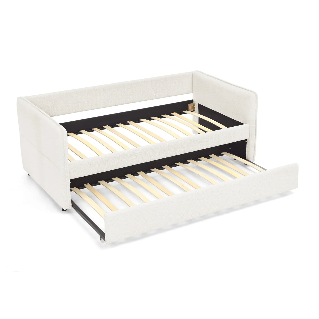 Twin Upholstered Boucle Daybed With Functional Trundle - Omega Lifestyles