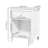 White MDF Kids Wooden Nightstand With Drawer Shelf - Omega Lifestyles