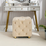 Beige Velvet Storage Ottoman With Concealed Compartment - Omega Lifestyles