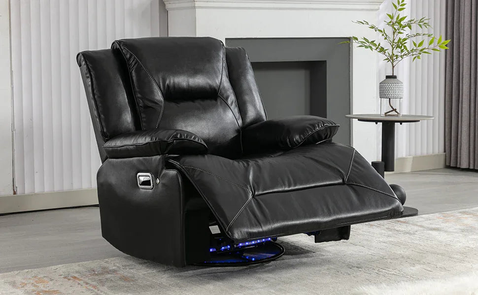 360-Degree Swivel Manual Rocking Leather Gel Recliner Chair - Omega Lifestyles