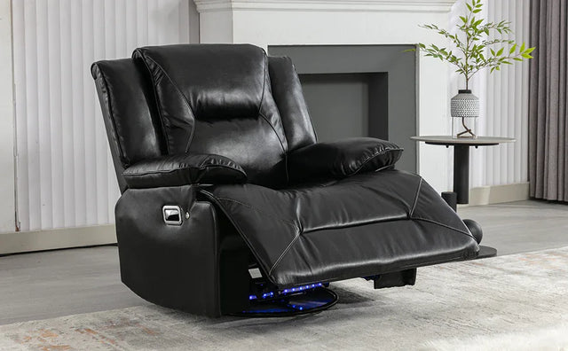 360-Degree Swivel Manual Rocking Leather Gel Recliner Chair - Omega Lifestyles