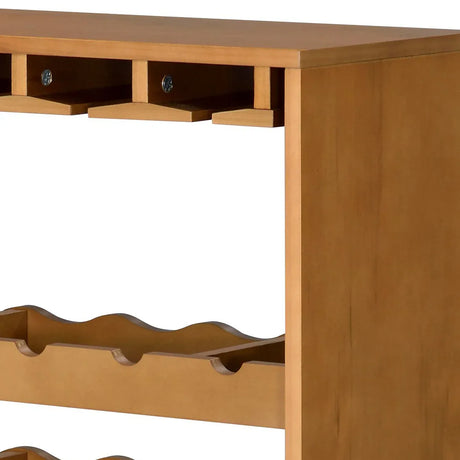 Oak Finish Particle Board Wine Rack With Stemware Holders - Omega Lifestyles