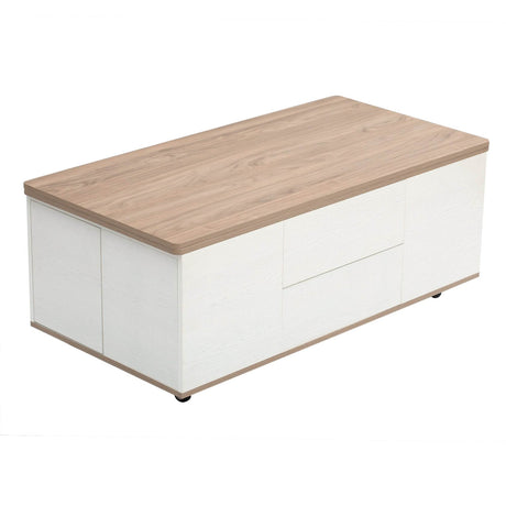 Modern Walnut White Lift Top Coffee Table With Drawers - Sleep Galleria