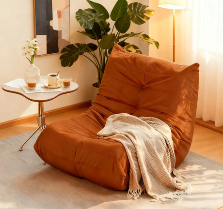 Soft Memory Foam Button-Tufted Orange Accent Chair - Omega Lifestyles