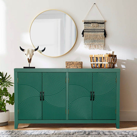 Vintage Green Accent MDF Cabinet With 4 Doors - Sleep Galleria