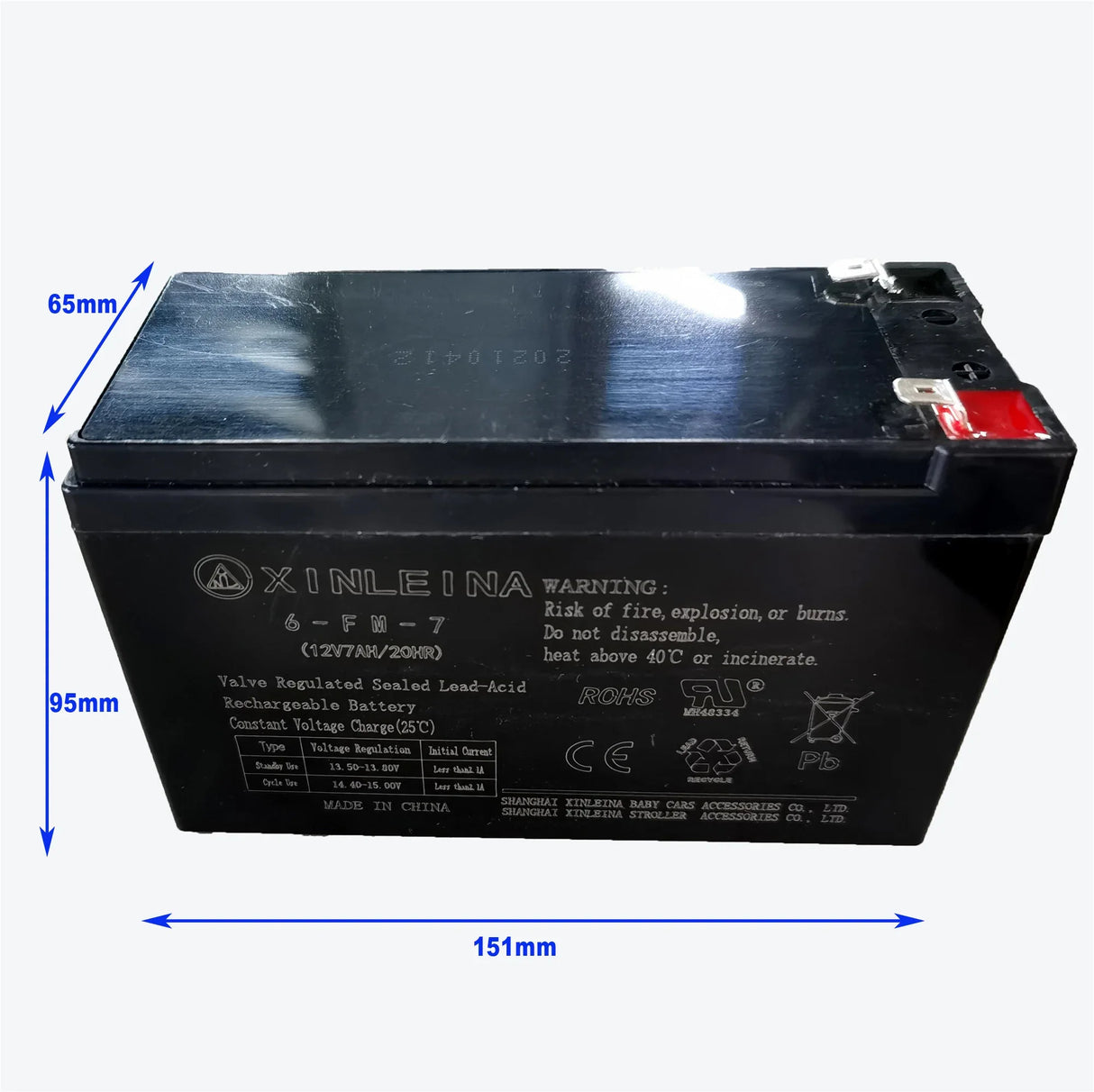 12V 7Ah Valve Regulated Lead-Acid Rechargeable Battery - Omega Lifestyles