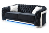Modern Velvet 3-Seat Sofa With LED Accent Lighting - Omega Lifestyles