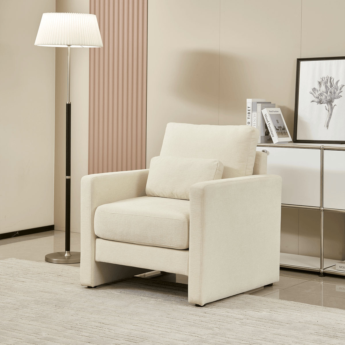 Mid-Century Modern Chenille Upholstered Accent Chair - Omega Lifestyles