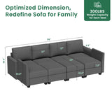 Modern 6-Seater Modular Sectional Sofa With Ottoman Storage - Omega Lifestyles