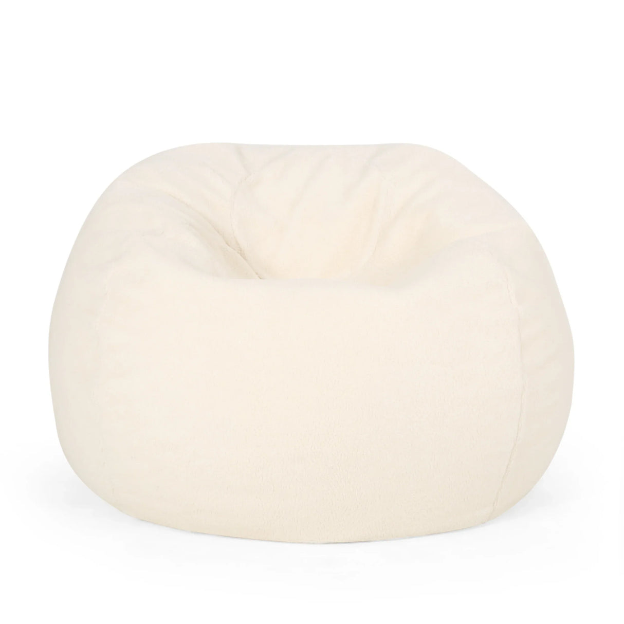 Cream Fabric Foam Filled Rounded Bean Bag Chair - Omega Lifestyles