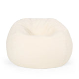 Cream Fabric Foam Filled Rounded Bean Bag Chair - Omega Lifestyles