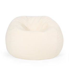 Cream Fabric Foam Filled Rounded Bean Bag Chair - Omega Lifestyles