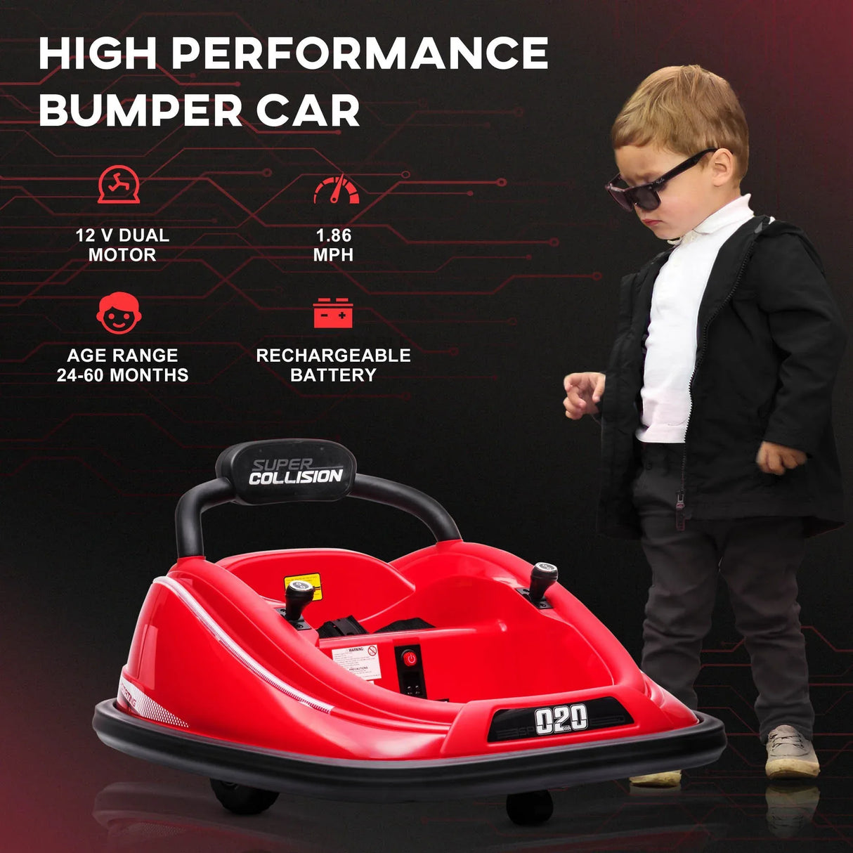 12V Remote Control Toddler Bumper Car With 360° Rotation - Omega Lifestyles