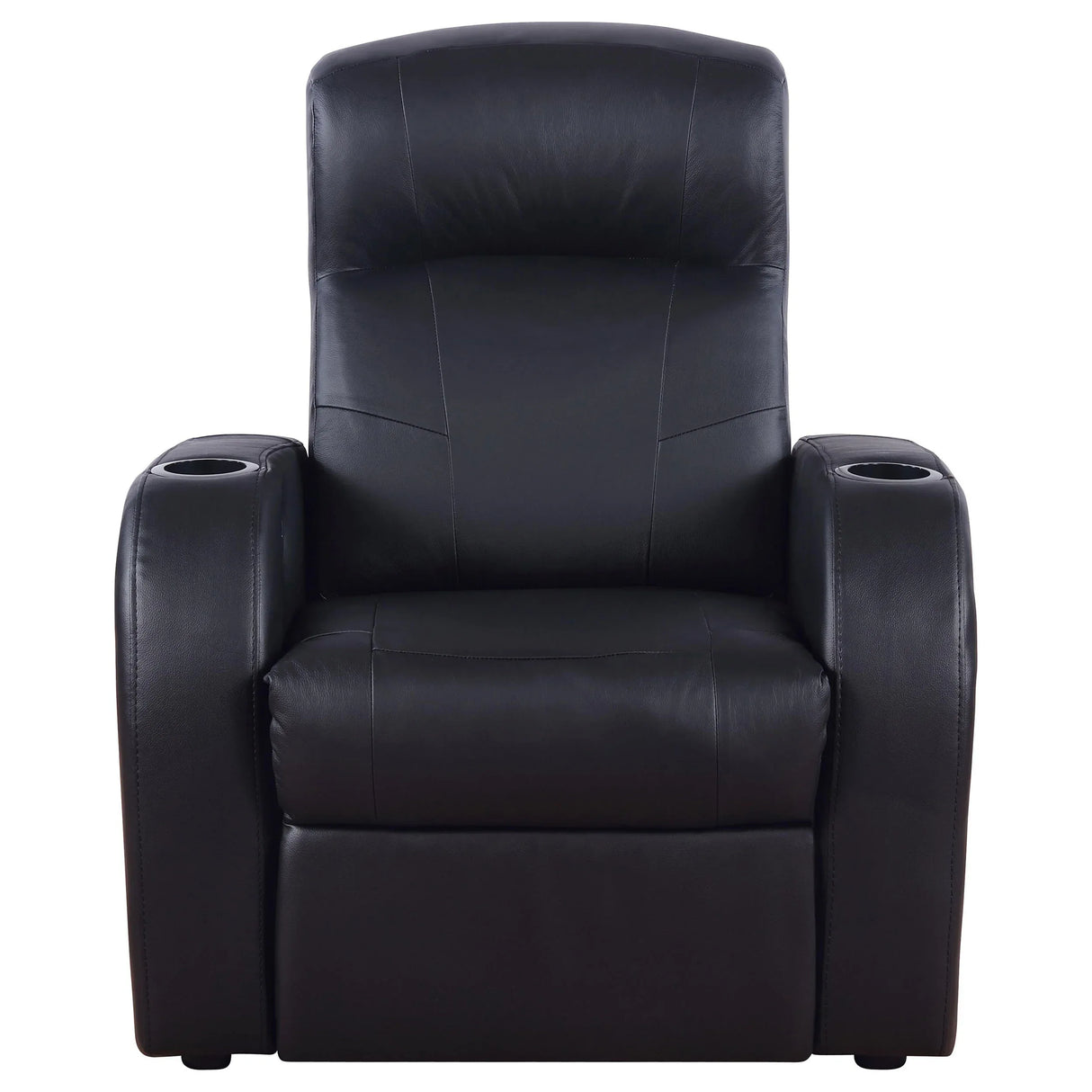 Set Of 3 Black Faux Leather Recliner Home Theater Seats - Omega Lifestyles