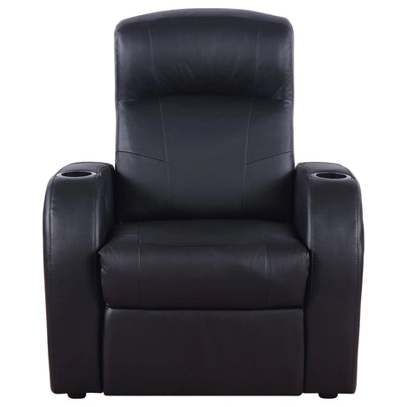 Set Of 3 Black Faux Leather Recliner Home Theater Seats - Omega Lifestyles