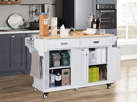 Solid Wood Rubberwood Kitchen Cart With Storage Drawers - Omega Lifestyles