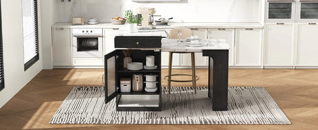 Extendable Dining Table Kitchen Island With Storage - Omega Lifestyles