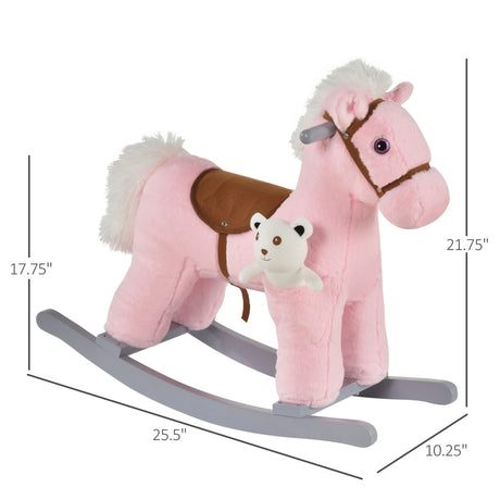 Kids Plush Ride-On Rocking Horse With Realistic Sounds - Omega Lifestyles