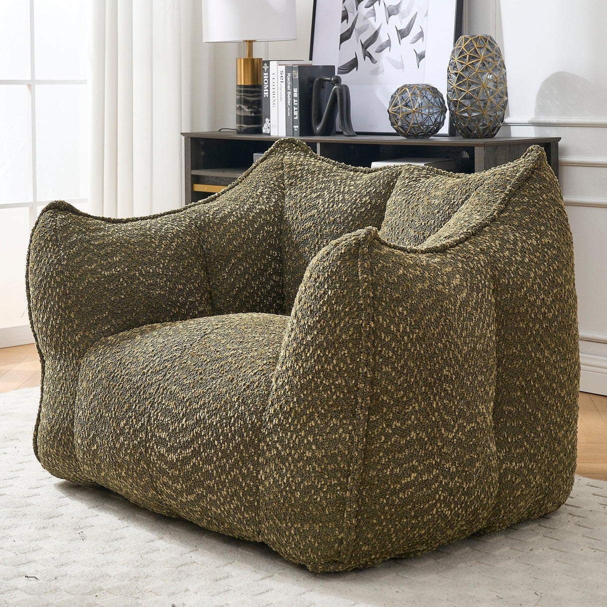 Chenille Bean Bag Chair With Resilient Foam - Omega Lifestyles
