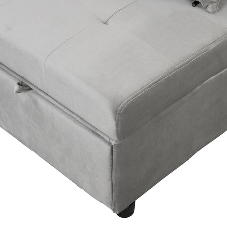 Multifunctional Gray Velvet Folding Ottoman Sofa Bed - Omega Lifestyles
