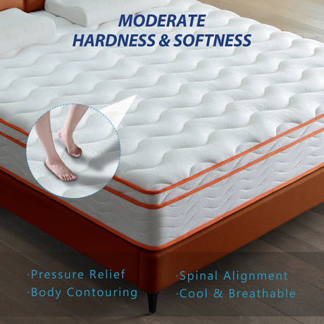 King Medium Firm 12-Inch Hybrid Memory Foam Mattress - Omega Lifestyles