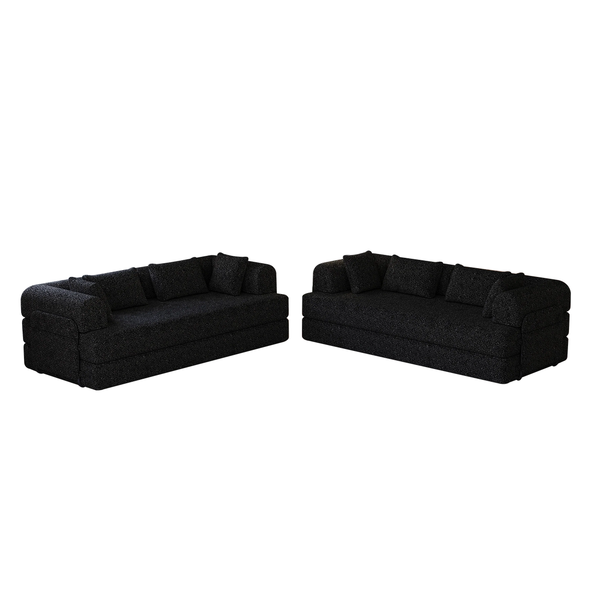 Convertible Chenille Sleeper Sofa Bed With Storage Pocket 2PCS - Omega Lifestyles