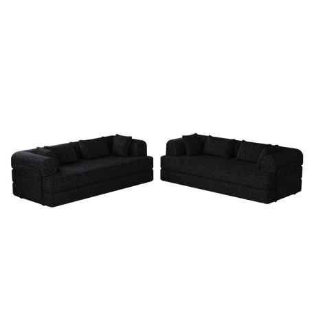 Convertible Chenille Sleeper Sofa Bed With Storage Pocket 2PCS - Omega Lifestyles