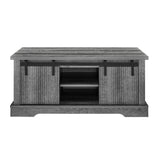 Rustic Grey MDF Sliding Barn Door Coffee Table - Omega Lifestyles