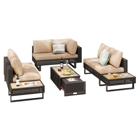 Diamond Weave Outdoor Sectional Furniture Set With Cushions - Omega Lifestyles