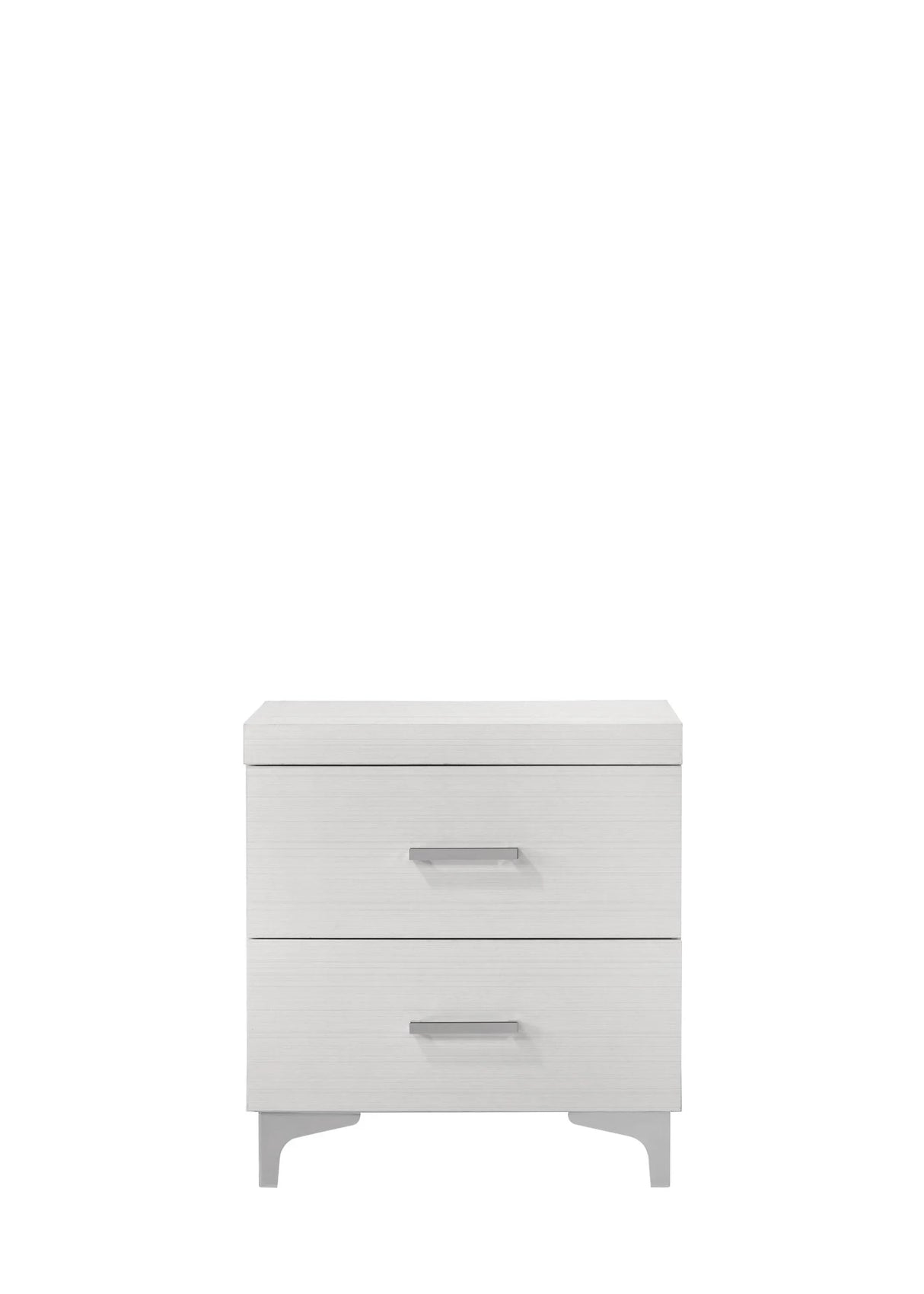 White Finish Metal Synthetic Wood Nightstand With Drawer - Omega Lifestyles