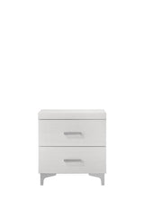 White Finish Metal Synthetic Wood Nightstand With Drawer - Omega Lifestyles