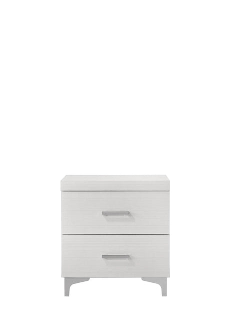 White Finish Metal Synthetic Wood Nightstand With Drawer - Omega Lifestyles